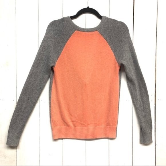 GAP cardigan womens grey peach wool angora rabbit hair color block v cardigan - Picture 2 of 4